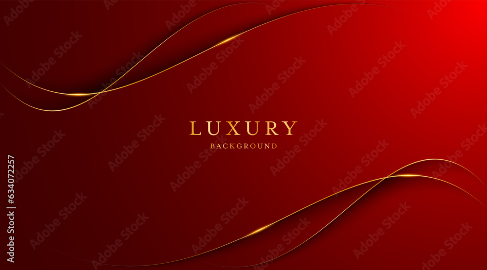 Poster red background with elegant golden lines, use for template or cover. elegant premium red background.