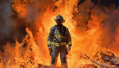 Naklejka premium firefighters in fire cinematic