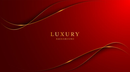 Red background with elegant golden lines, use for template or cover. Elegant premium red background. vector illustration	