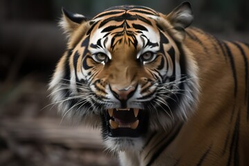 Tiger yawning outdoor