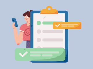 Invite friends to conduct questionnaire survey flat vector concept operation hand drawn illustration
