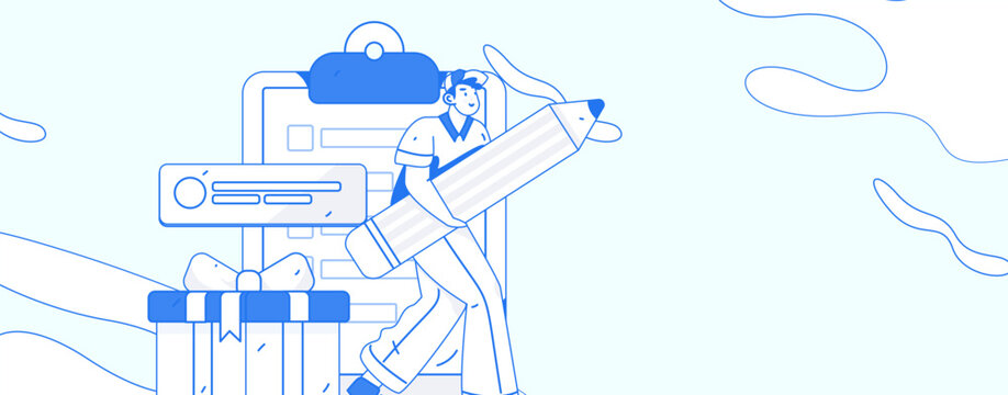 Invite friends to conduct questionnaire survey flat vector concept operation hand drawn illustration
