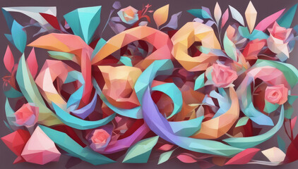 Abstract floral background. Digital painting. 3d rendering, 3d illustration