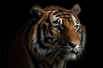 A tiger with a black background