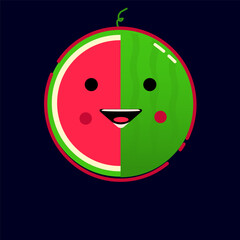 cute watermelon icon with cheerful smile expression