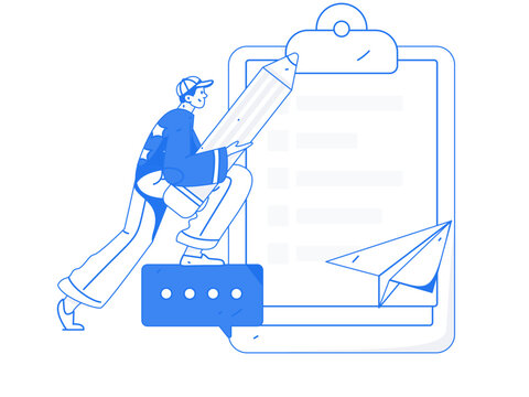 Invite friends to conduct questionnaire survey flat vector concept operation hand drawn illustration
