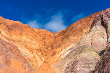 HILL OF SEVEN COLORS IN PURMAMARCA. HUMAHUACA, JUJUY. ARGENTINE NORTHWEST. FAMOUS TOURIST PLACE.