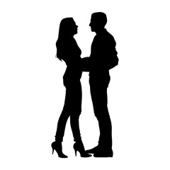 Vector illustration. Silhouette of a man and a woman. Couple in love.