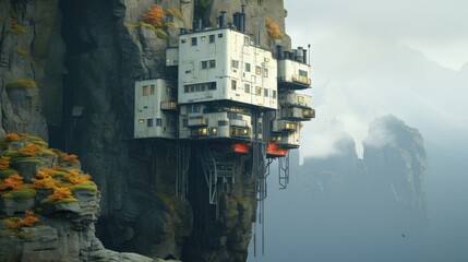 fantasy house on mountain cliff
