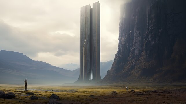 huge science fiction monolith