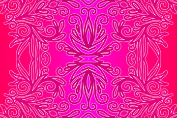 Beautiful classic design colourful  background with flower leaf line art pattern of indonesian culture traditional batik