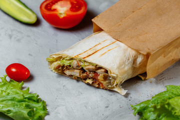 Shawarma sandwich gyro fresh roll of lavash chicken beef shawarma falafel RecipeTin Eatsfilled with grilled meat mushrooms cheese. Traditional Middle Eastern snack