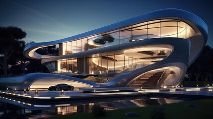 Fototapeta premium Neo-futuristic house architecture