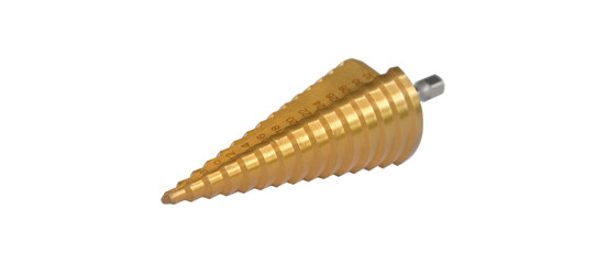 Step drill bit for drilling holes in metal ,clipping path.