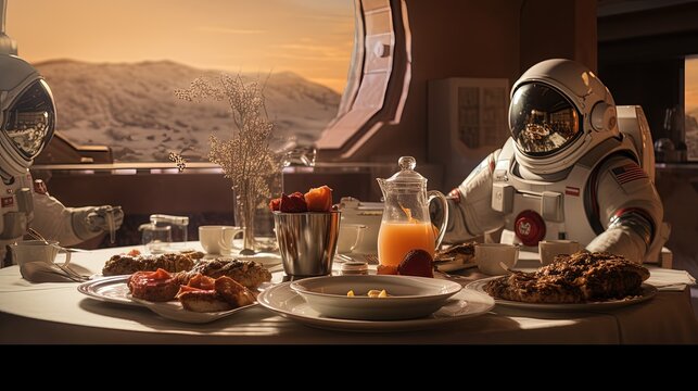 breakfast in a luxury hotel on mars