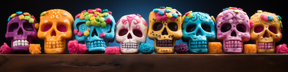 Display of edible sugar skulls for Day of the Dead