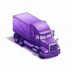 isometric american truck. violett colors on isolated white background