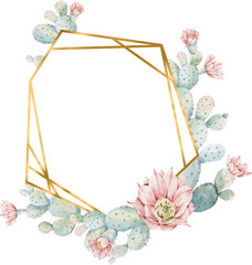 cacuts  flower frames watercolor illustration