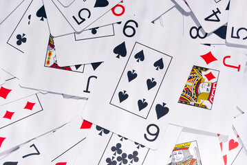 Poker cards, background of cards, close-up, nothing superfluous, gambling