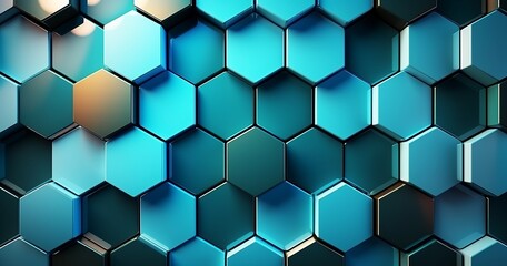 An Illustration Of 3D Hexagon Geometric Pattern With Glowing Light. Created With Generative AI Technology