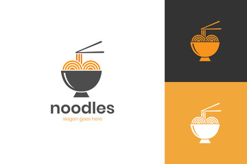 Noodle japan food restaurant logo icon design with bowl element symbol