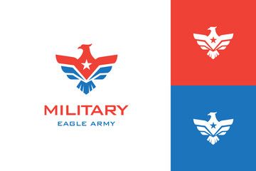 American eagle logo icon design with star element symbol for patriotic, army united logo symbol
