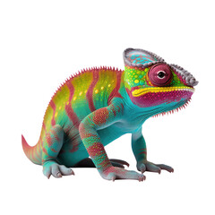 Fototapeta premium chameleon looking isolated on white