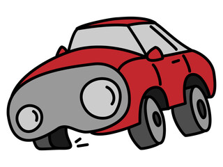 タイヤが変形するほど急旋回する赤い自動車