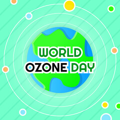 globe, text world ozone day design template. used for banner, poster, greeting card