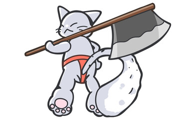 斧を持ったネコ