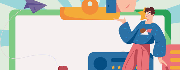 Virtual characters social communication concept business flat vector hand drawn illustration
