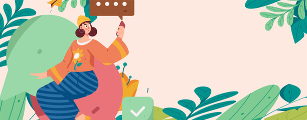 Virtual characters social communication concept business flat vector hand drawn illustration
