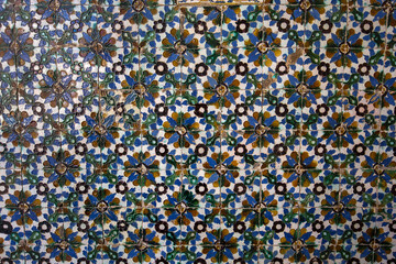 Ceramic azulejos in Casa de Pilatos, Seville, Andalusia, spain - obrazy, fototapety, plakaty
