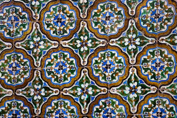 Ceramic azulejos in Casa de Pilatos, Seville, Andalusia, spain