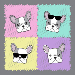 Cute Bulldog Sunglasses Character Dog Puppy Vector Artwork Design	
