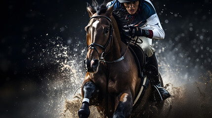 Fototapeta premium Equestrian Excellence: Thrilling Moments in Horseback Riding