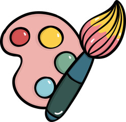 Cute Doodle artist kit Back to School Planner Icon. Stationery Supplies hand drawing Illustration