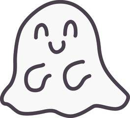 可愛くシンプルにデフォルメしたお化けのイラスト