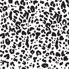 Fototapeta na wymiar Black and White Leopard Animal Skin Seamless Allover Pattern Design Artwork 