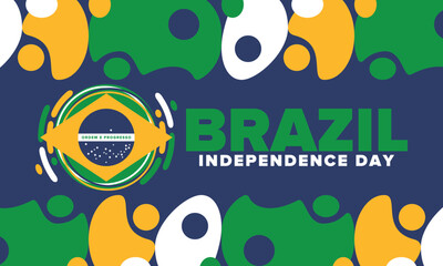 Brazil Independence Day. National happy holiday. Freedom day design. Celebrate annual in September 7. Brazil flag. Patriotic Brazilian vector illustration. Poster, template and background
