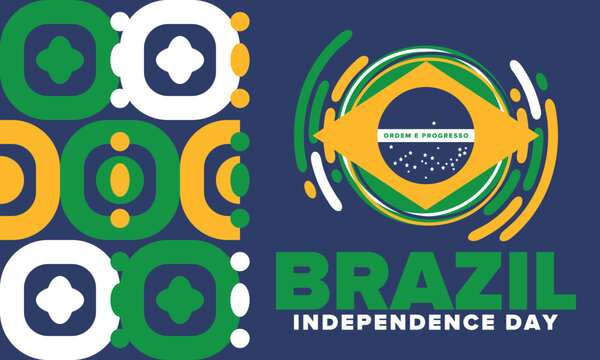 Brazil Independence Day. National happy holiday. Freedom day design. Celebrate annual in September 7. Brazil flag. Patriotic Brazilian vector illustration. Poster, template and background