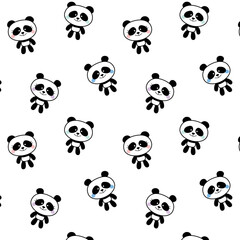 Cute Panda Animal Character Illustration Collection Allover Seamless Pattern Design Art	

