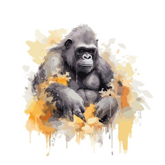 Gorilla Halloween , WaterColor , Illustration, PNG