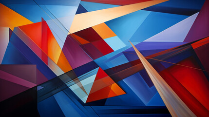 Modern artwork with geometric shapes, Vibrant colors