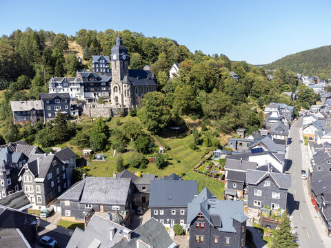 view of the city of lauscha in the thuringian forest