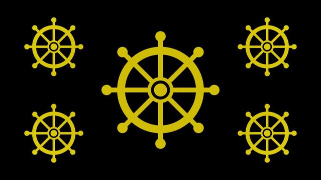 Decorative video with rotating 3d dharmachakra (wheel of dharma) symbol