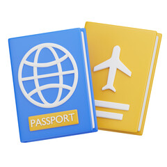 3d render illustration of passport isolated on white. Travel icon summer vacation concept