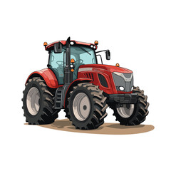 High detailed illustration of a farm tractor isolated on white background.  © Mohsin