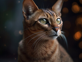 Havana brown Сat portrait close up created with Generative AI technology