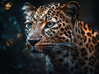 Leopard portrait close up created with Generative AI technology